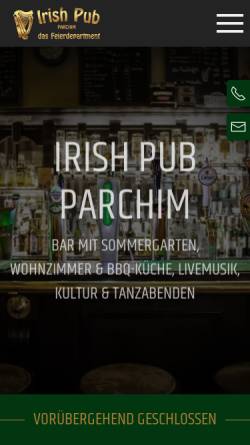 Vorschau der mobilen Webseite www.irishpub-parchim.de, Irish Pub Parchim