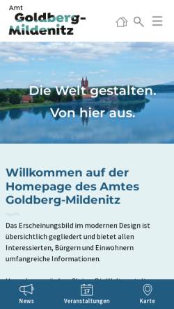 Vorschau der mobilen Webseite www.amt-goldberg-mildenitz.de, Amt Goldberg-Mildenitz