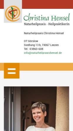 Vorschau der mobilen Webseite www.naturheilpraxishensel.de, Naturheilpraxis Hensel, Görslow