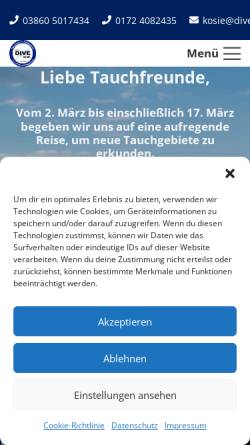 Vorschau der mobilen Webseite www.dive-schwerin.de, Tauchschule Poseidon