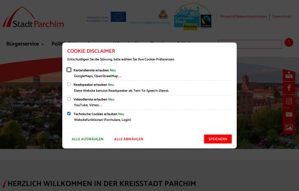 Vorschau von www.parchim.de, Stadt Parchim