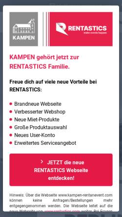 Vorschau der mobilen Webseite www.kampen-rentanevent.com, Kampen GmbH & Co.KG