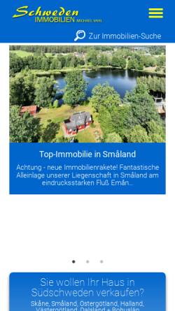 Vorschau der mobilen Webseite www.schweden-immobilien-online.de, Michael Vahl - Schweden Immobilien