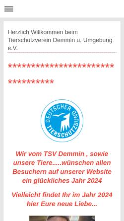 Vorschau der mobilen Webseite www.tsv-demmin.de, Tierschutzverein Demmin und Umgebung e.V.