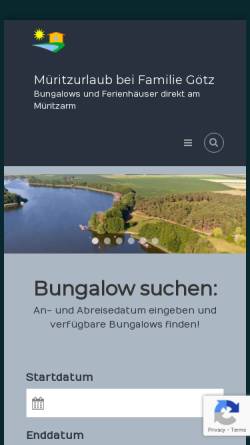 Vorschau der mobilen Webseite www.mueritzurlaub-goetz.de, Feriendorf Familie Götz