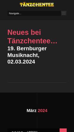Vorschau der mobilen Webseite www.taenzchentee.de, Tänzchentee
