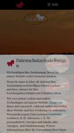 Vorschau der mobilen Webseite pferdehof-zislow.de, Pferdehof Zislow