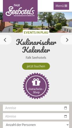 Vorschau der mobilen Webseite www.falk-seehotels.de, Seehotel Stuersche Hintermühle