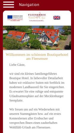 Vorschau der mobilen Webseite www.fleesensee-hof.de, Fleesensee Hof - WellNest am See