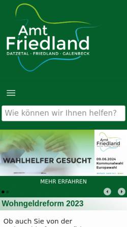 Vorschau der mobilen Webseite www.friedland-mecklenburg.de, Stadt Friedland