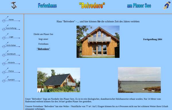 Vorschau von www.ferienhaus-plauersee.de, Ferienhaus Belvedere am Plauer See, Inhaber Guido Bischoff