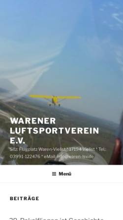 Vorschau der mobilen Webseite waren-lsv.de, Warener Luftsportverein e.V.