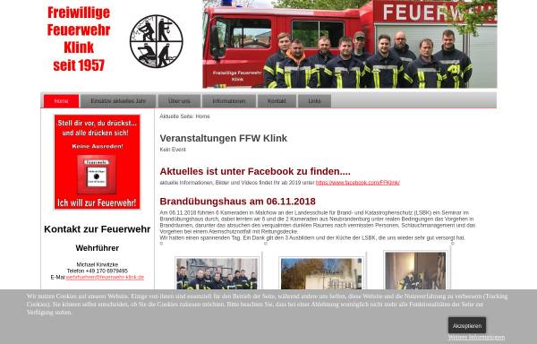 Vorschau von www.feuerwehr-klink.de, Freiwillige Feuerwehr Klink
