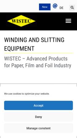 Vorschau der mobilen Webseite www.wistec.net, Wistec GmbH