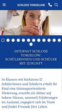 Vorschau der mobilen Webseite www.schlosstorgelow.de, Internat Schloss Torgelow