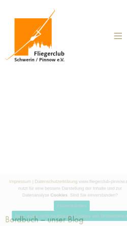 Vorschau der mobilen Webseite www.fliegerclub-pinnow.de, Fliegerclub Schwerin/Pinnow e.V.