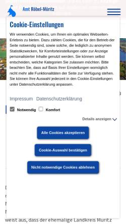 Vorschau der mobilen Webseite www.amt-roebel-mueritz.de, Amt Röbel-Müritz