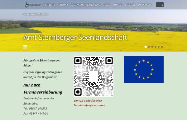Vorschau von www.amt-sternberger-seenlandschaft.de, Amt Sternberger Seenlandschaft