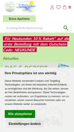 Vorschau der mobilen Webseite www.boize-apotheke.de, Boize-Apotheke, Inhaber Peter Scholz