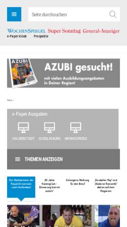 Vorschau der mobilen Webseite www.wochenspiegel-quedlinburg.de, Der Wochenspiegel