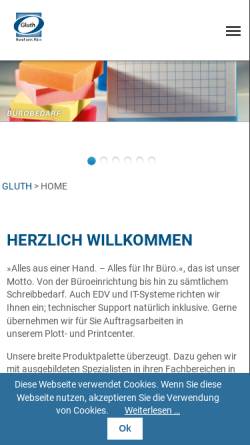 Vorschau der mobilen Webseite www.gluth-buero.de, Gluth - rund ums Büro GmbH