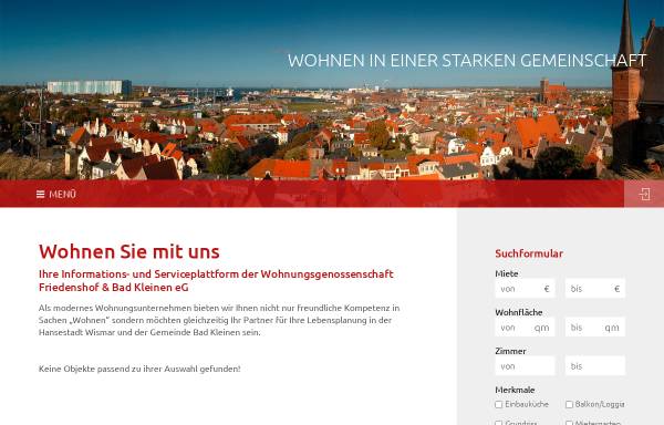 Vorschau von www.wg-friedenshof.de, Wohnungsgenossenschaft Friedenshof eG Wismar