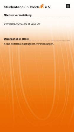 Vorschau der mobilen Webseite www.block17.de, Studentenclub Block 17 e.V.