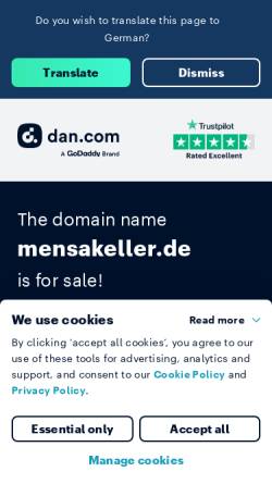 Vorschau der mobilen Webseite www.mensakeller.de, Mensakeller Wismar (Club | Disco | Lounge)