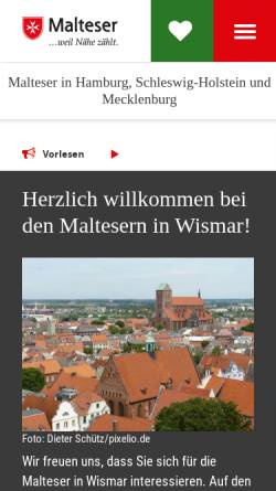 Vorschau der mobilen Webseite www.malteser-wismar.de, Malteser Hilfsdienst Wismar