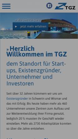 Vorschau der mobilen Webseite www.tgz-mv.de, TGZ e.V. Schwerin / Wismar