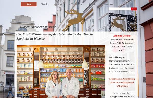 Vorschau von www.hirsch-apotheke-wismar.de, Hirsch-Apotheke Wismar