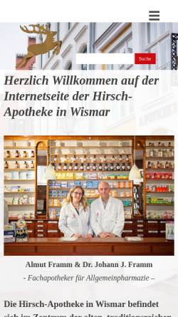 Vorschau der mobilen Webseite www.hirsch-apotheke-wismar.de, Hirsch-Apotheke Wismar