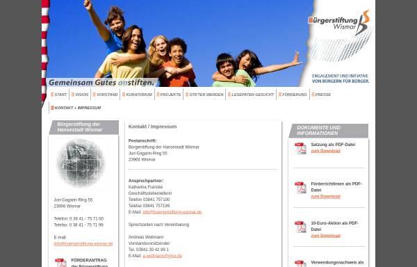Vorschau von www.buergerstiftung-wismar.de, Bürgerstiftung Hansestadt Wismar