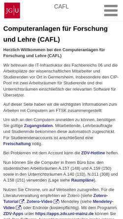 Vorschau der mobilen Webseite www.fask.uni-mainz.de, Einführung in das Desktop Publishing