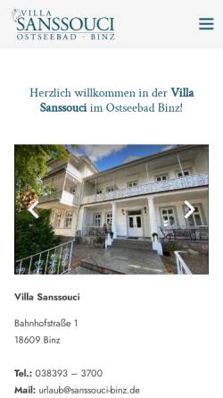 Vorschau der mobilen Webseite www.binz-ferienwohnungen-ruegen.de, Villa Sanssouci