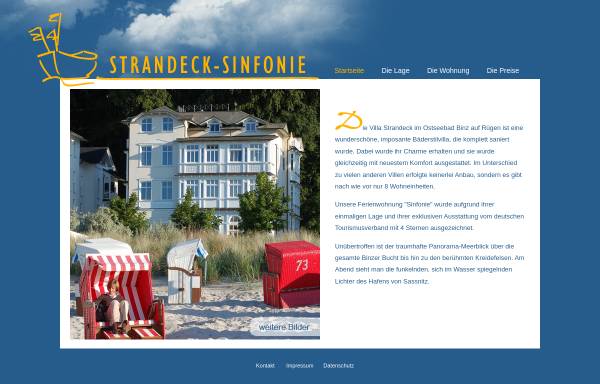 Vorschau von www.strandeck-sinfonie.de, Ferienwohnung Sinfonie; Inh.: Dr. Jens-Peter und Silvia Parpatt