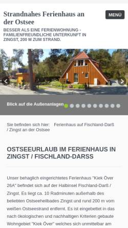 Vorschau der mobilen Webseite www.ferienhaus-zingst.de, Ferienhaus Kiek över 26A