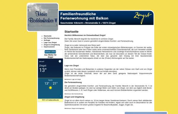 Vorschau von www.zingst-reisen.de, Ferienwohnung Albrecht
