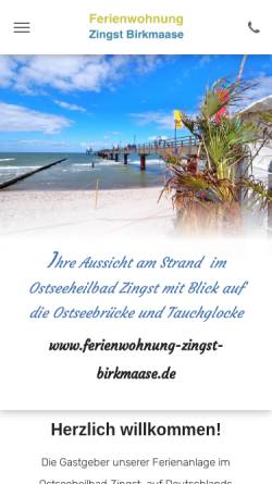 Vorschau der mobilen Webseite www.ferienwohnung-zingst-birkmaase.de, Ferienwohnungen Haselhoff