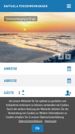 Vorschau der mobilen Webseite www.raffaela-ferienwohnungen.de, Raffaela Ferienwohnungen, Inh: Elisabeth Wilts