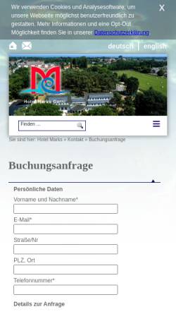 Vorschau der mobilen Webseite www.hotel-marks.de, Hotel und Restaurant Marks