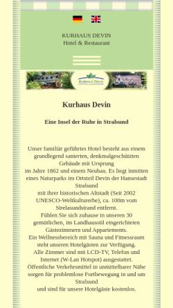 Vorschau der mobilen Webseite www.kurhaus-devin.de, Hotel & Restaurant Kurhaus Devin