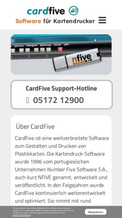 Vorschau der mobilen Webseite www.cardfive.de, Cardfive, Schwalenberg Betriebs- und Datentechnik
