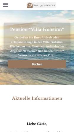 Vorschau der mobilen Webseite www.frohsinn-ruegen.de, Pension Villa Frohsinn