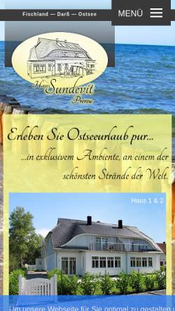 Vorschau der mobilen Webseite www.prerowferienhaus.de, Ferienhäuser Sundevit