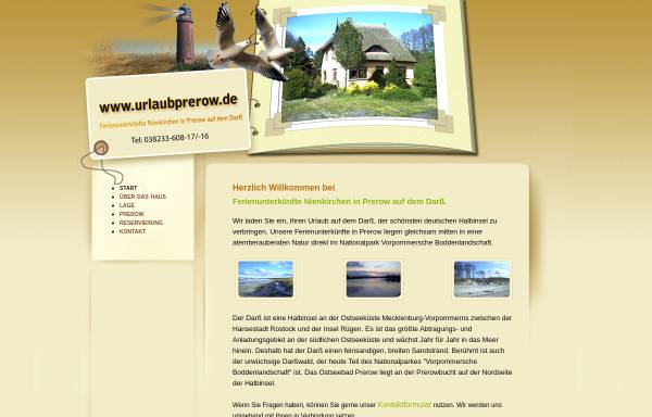 Vorschau von www.urlaubprerow.de, Ferienunterkünfte Nienkirchen
