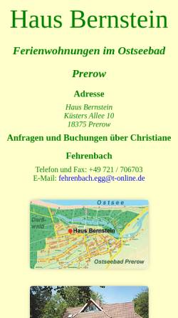 Vorschau der mobilen Webseite www.prerow-haus-bernstein.de, Haus Bernstein