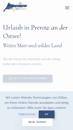 Vorschau der mobilen Webseite www.prerow-ostsee.de, Sylke Koll, Urlaub im Ostseebad Prerow