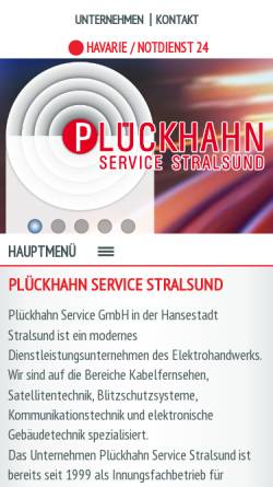 Vorschau der mobilen Webseite www.plueckhahnservice.de, Plückhahn Service GmbH Stralsund