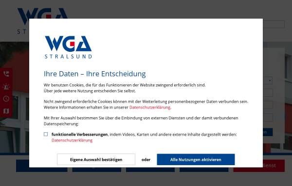 Vorschau von www.wga-stralsund.de, Wohnungsgenossenschaft Aufbau eG